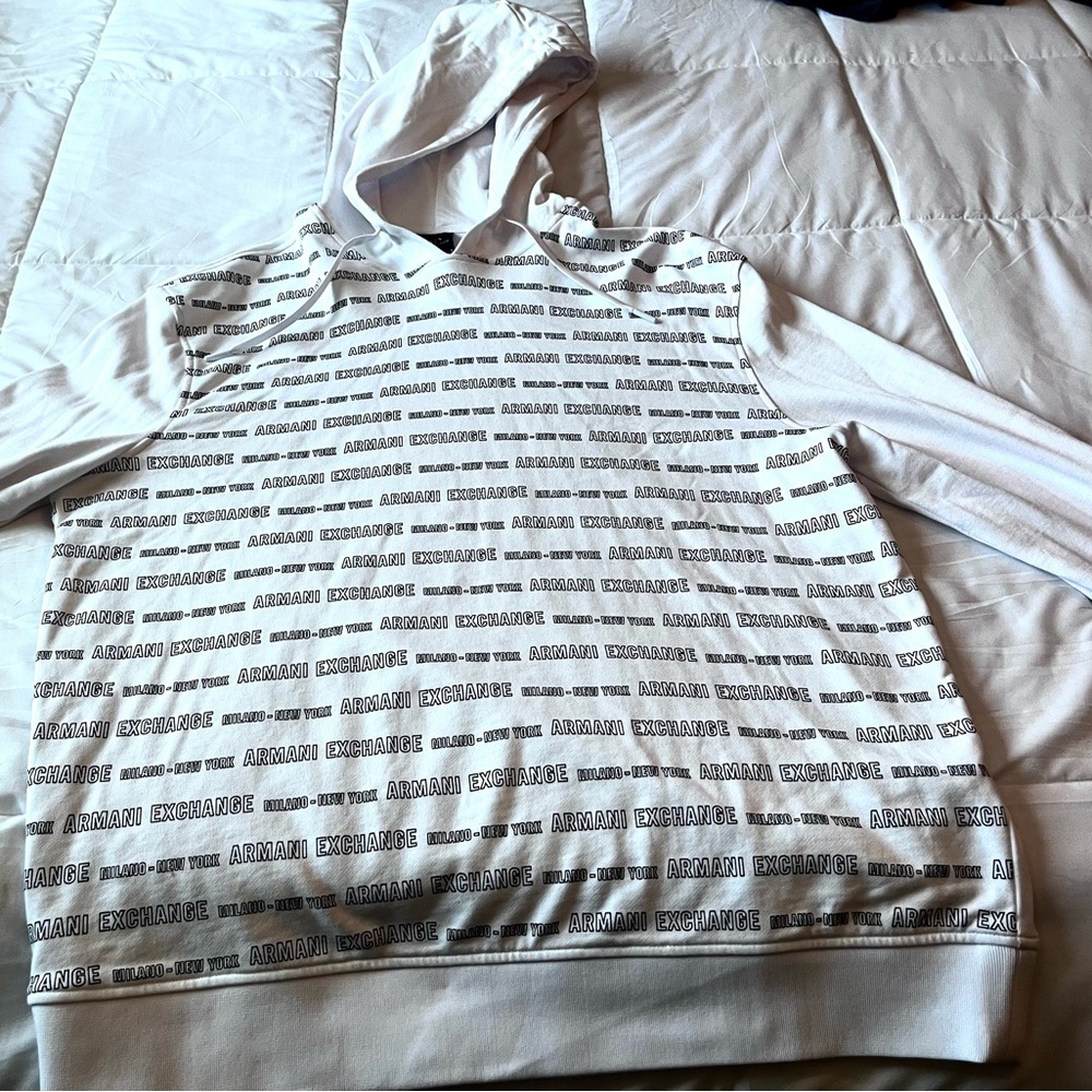 White and Gray Hoodie by Armani Exchange